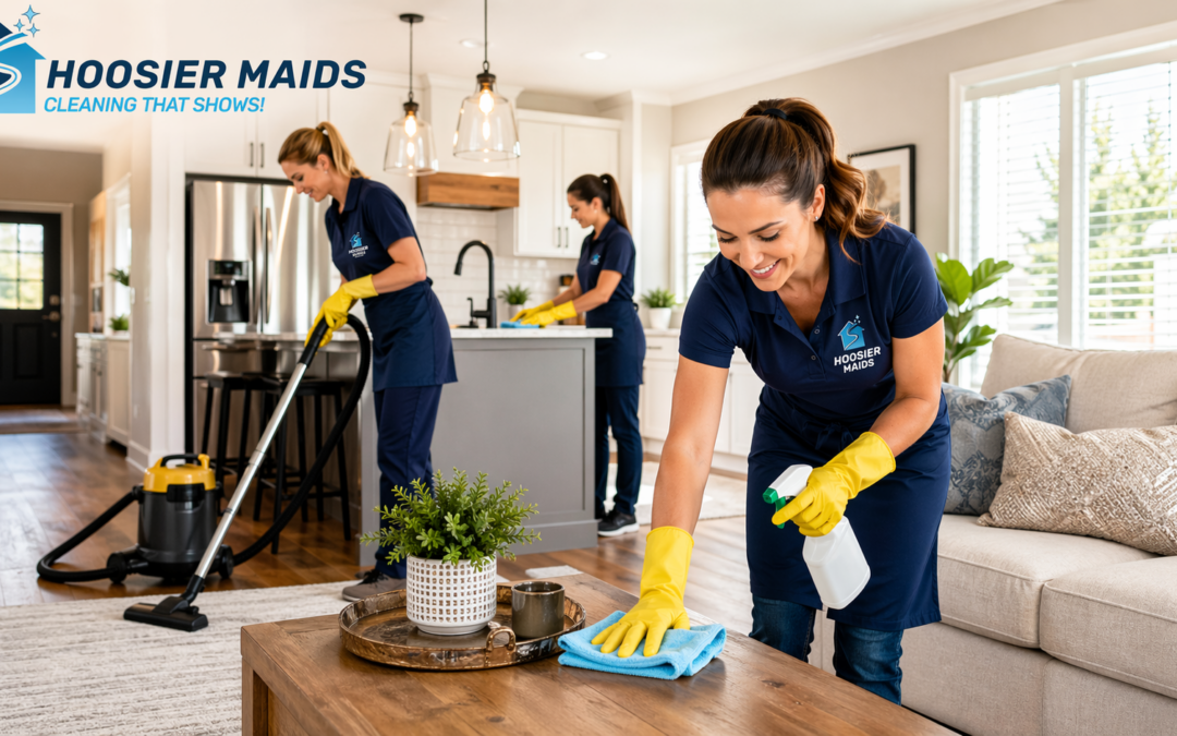 Professional house cleaning service by Hoosier Maids in Fort Wayne with team cleaning modern home interior